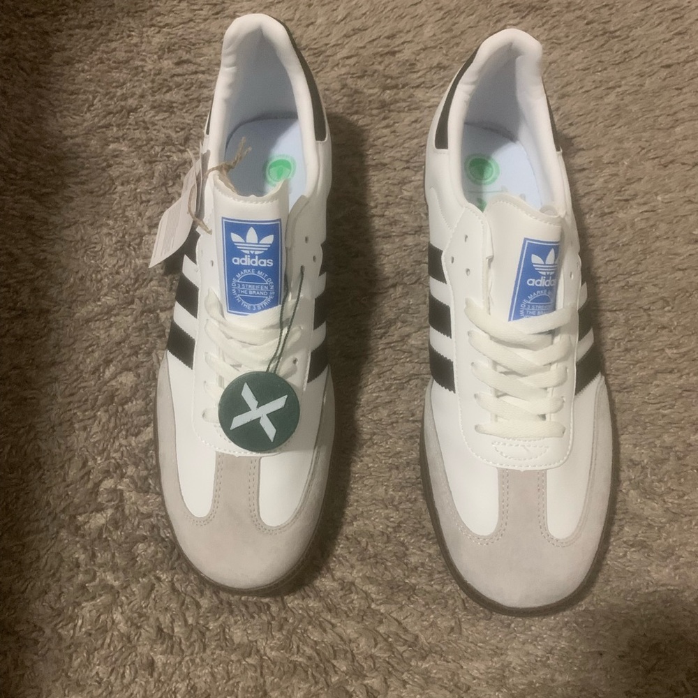 Adidas Sambas White and Black Sneakers with Suede Accents